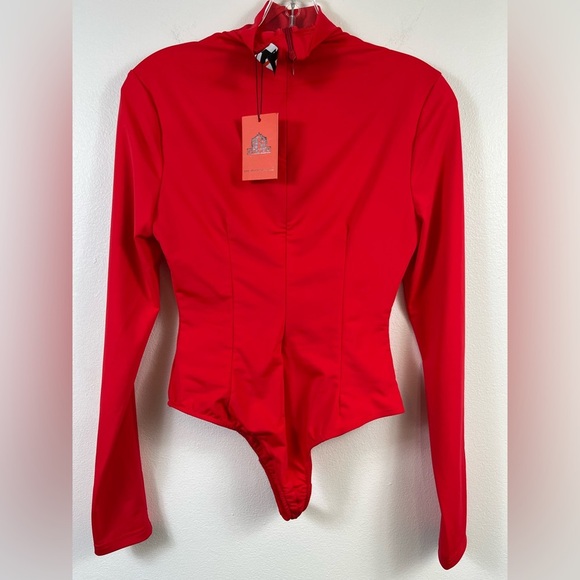 NWT GSUWOO Red Long Sleeved Rashguard Swimsuit, Sz. LG - Picture 13 of 13